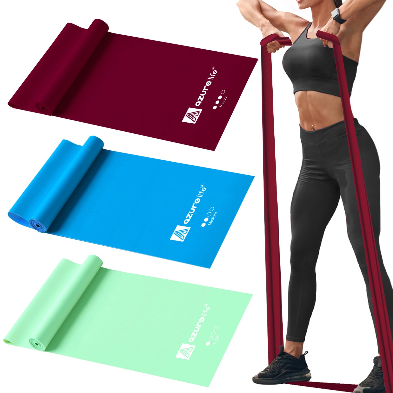 Resistance Bands,Professional Long Non-Latex Elastic Stretch Bands,Exercise Bands for Physical Therapy, Yoga, Pilates, Rehab, at-Home or The Gym Workouts, Strength Training
